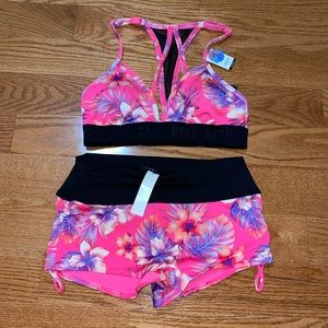 PINK Sport bralette and shorts